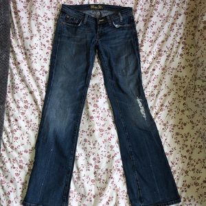 Distressed miss me Jeans with paint splatters